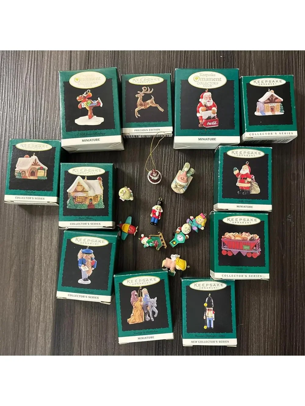Vintage 90's Hallmark Collectors Mini Ornaments Lot of 20 Santa Cottage Reindeer